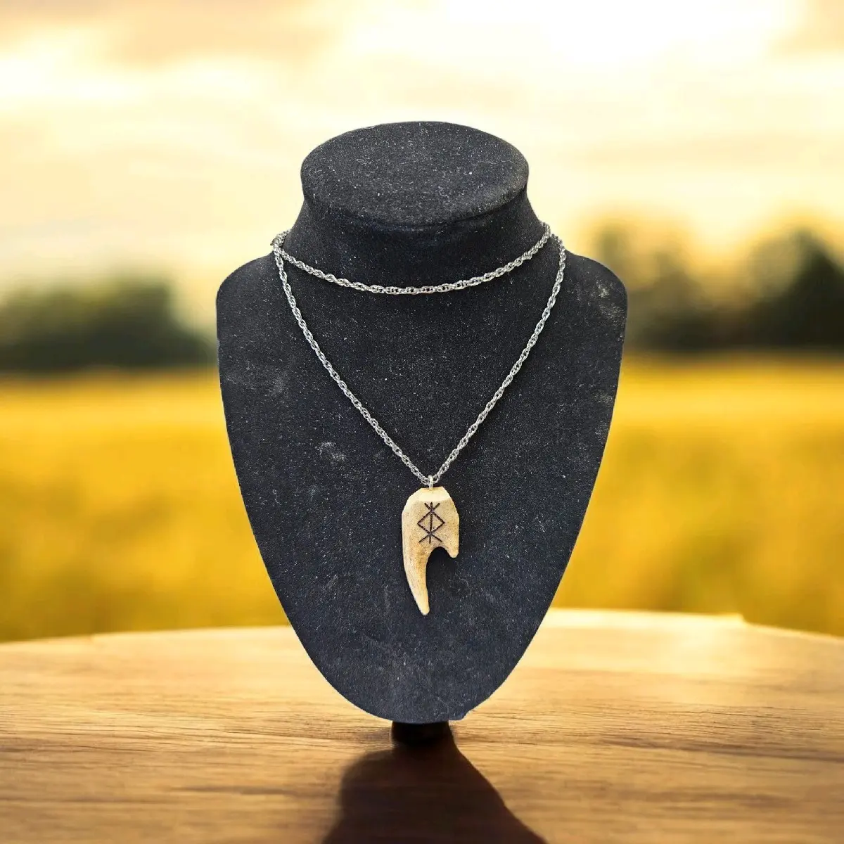 Deer Antler Necklace with Protection Rune