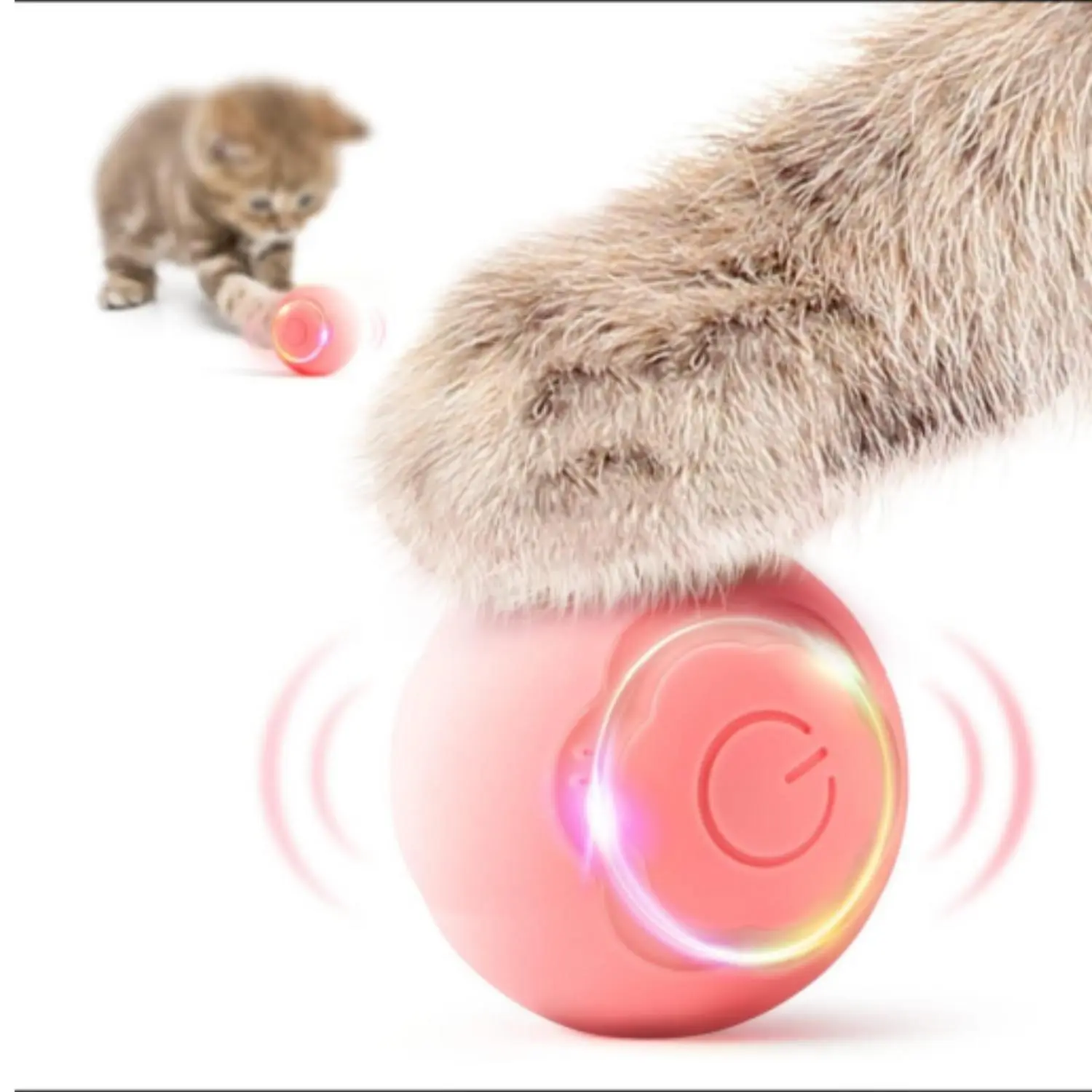 USB Rechargeable Interactive Cat Rolling Ball, 1 Count Automatic Cat Toy, Creative Autoscroll Cat Toy, Indoor Cat Toy with Colorful Light
