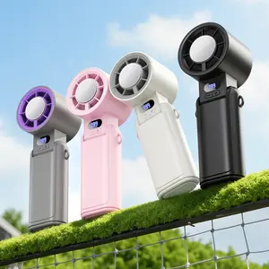 PKBD Portable Handheld Turbo Fan 1-199 Speed Adjustable LED Display High-Power Motor Rechargeable Battery 4 IN 1 Pocket Design Mini Fans for Indoor Outdoor Travel Work White