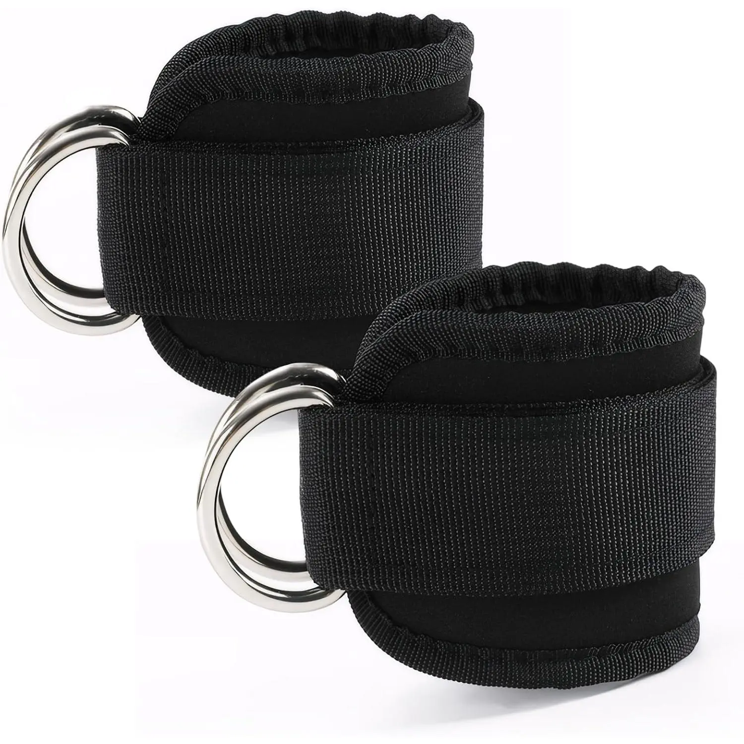 2 count Weightlifting Straps with D Ring,Adjustable Wrist Cuffs Gym,Padded Wrist Cuffs,for  Machines Strength  Equipment,Black