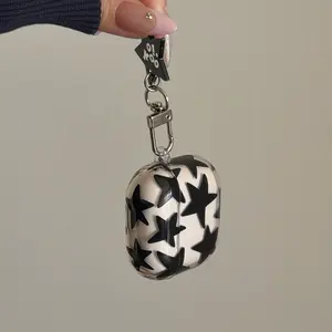 Korean Style Transparent Star Earphone Case with Lanyard, AirPods Pro 2 Protection Cover, Cute Apple AirPods 4 Simple Design