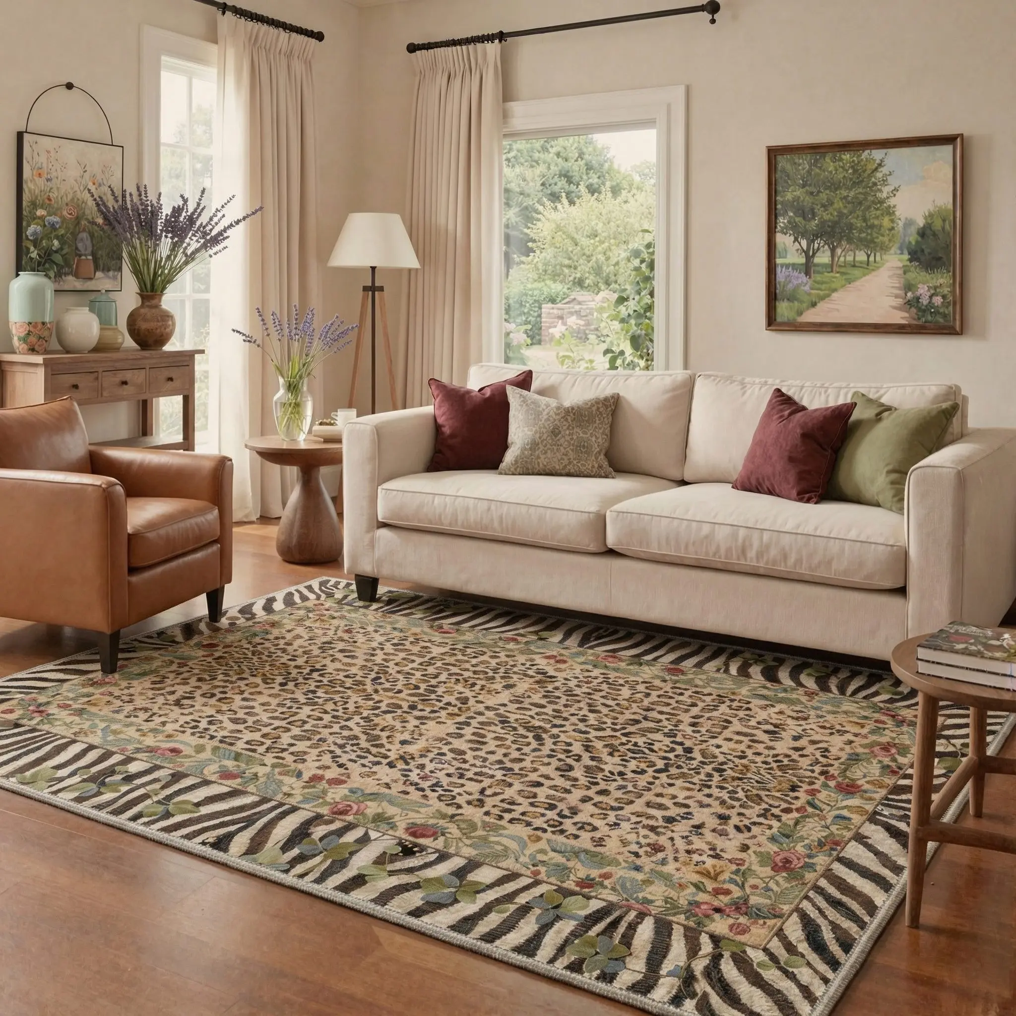【Back To School】GENIMO Floor Rug – Machine Washable, Pet Friendly, Soft, Non-Slip Area Carpet, Perfect for Living Room, Bedroom, Kitchen, Hallway, Stylish Home Decor ,ARN2022-PETAL