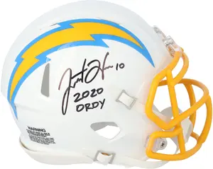 Justin Herbert Los Angeles Chargers Autographed Riddell Speed Mini Helmet with "2020 OROY" Inscription - Fanatics Authentic Certified