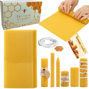 20-Pack Beeswax Sheets (20x10cm) + 400cm Wick | Make Custom Decorative Candles at Home ️ #DIYCandleKit #BeeswaxCrafts