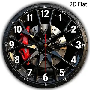 1pc Automotive Wheel Hub Mechanical Style | Silent Round Swiss Quartz Wall Clock, Analog Clock, Suitable for Bedroom, Living Room, Office, Kitchen Decoration - 10/12 Inch (without AA battery) Christmas Decorations