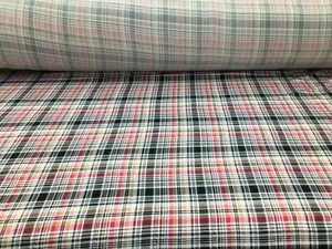 Double Brushed DTY Plaid Spandex Stretch Apparel Fabric Pink Peach Black M312