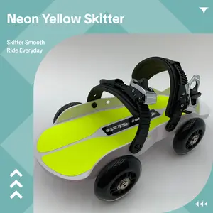 Neon Yellow Strap-on Skitter Skate - Wearable Roller Skates for Shoes - Adjustable Unisex Street Skates for Indoor/Outdoor Skating