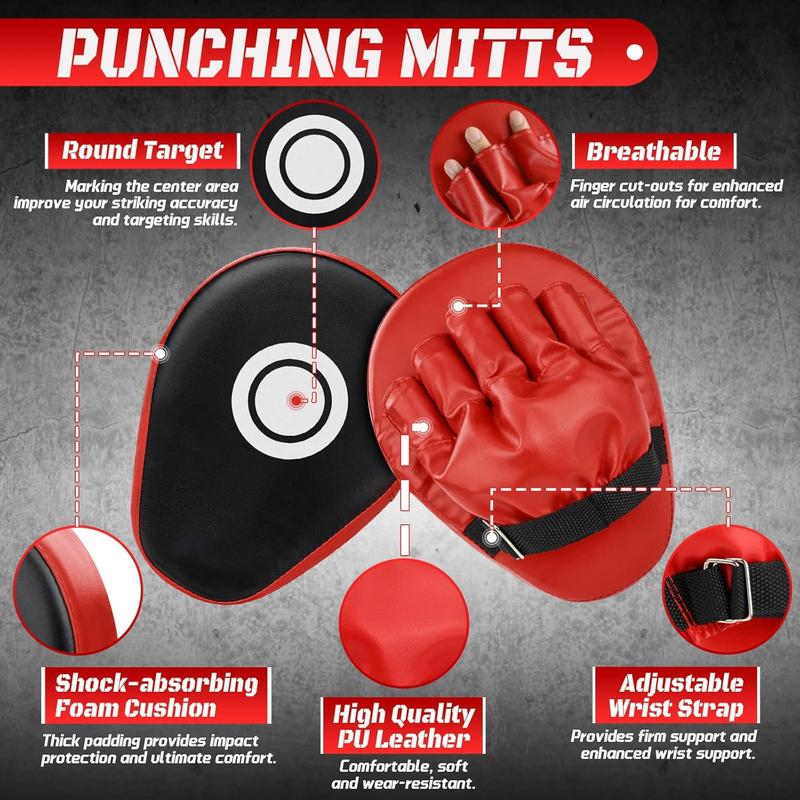 Boxing gloves, 4-in-1 Boxing Gloves and Punching Mitts Set for Boys & Girls, Kids Boxing Gloves Focus Pads with Hand Wraps, Boxing Reflex Ball, Boxing Equipment Set for MMA Karate Muay Thai, Boxing gloves for kids, Kids boxing gloves, Boxing gear
