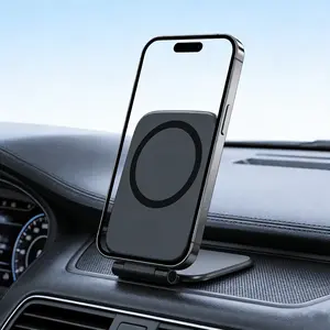 Ultra-Thin Foldable Magnetic Car Phone Mount,Shockproof, Strong Magnet Secure,270° Adhesive Cell Phone Holder for Your Car/Gym/Mirror Compatible with iPhone & Android