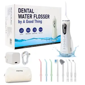 Dental Water Flosser by A Good Thing, 5 Modes, 8 Nozzles, 300ml Tank, Type-C Charger, Tongue Cleaner, Teeth Flossers, Travel Bag, IPX7 Waterproof for Portable Oral Care