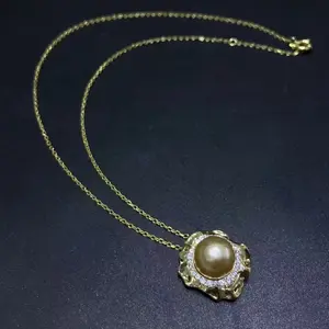 11-12mm High quality southsea Gold Pearl Pendant Philippine Golden Pearl S925 Pure Silver Accessories Seawater Pearl Luxury and Noble