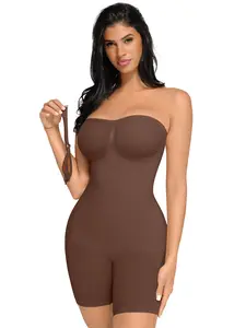 FeelinGirl Strapless Shapewear Tummy Control Bodysuit with Breast Support and Buttocks Lifting - Comfortable Fabric Womenswear Light Basic