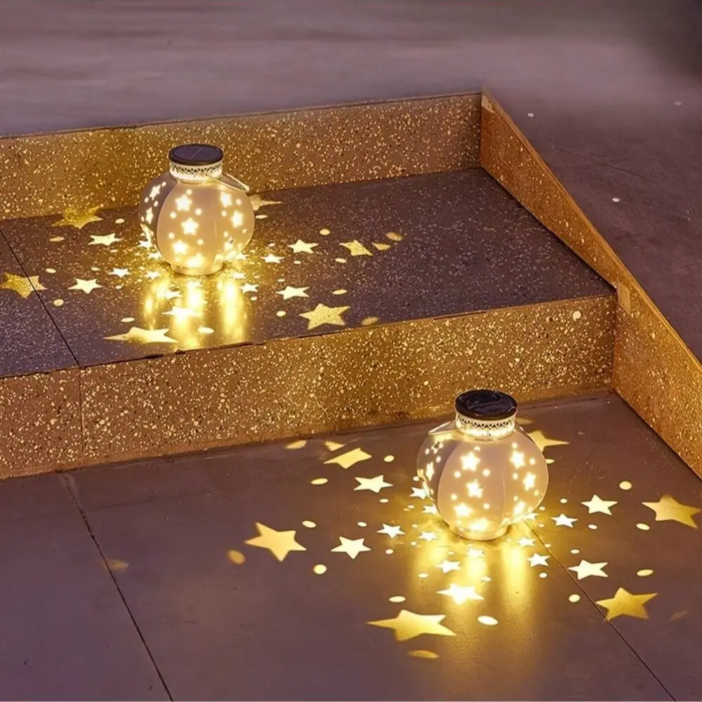 Solar Star Projector Light, Outdoor Garden Decor, Hanging Solar Star Lamp, Metal Vintage Warm, Landscape Decoration for Wedding Birthday Festival