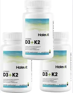 Halevit Vitamin D3+K2 with BioPerine, 5000 IU D3 & 100 mcg K2, Immune Health Support, Pack of 3 - Edible, Fitness Healthcare Supplement