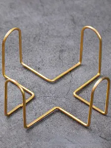 1pc Iron Coaster Holder, Creative Geometric Design Black Coaster Stand For Table