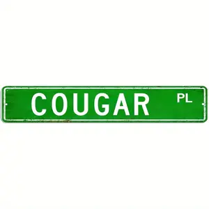 Vintage Style Metal Cougar Street Sign, 4x16 Inch, Fade-Resistant Tinplate Wall Art, General Fit, with No Electricity Needed, for Home, Bar, Garage, for Man Cave Decor, Metal Wall Art Decor