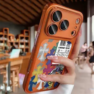 Chrome Hearts Coquette Style Phone Case for iPhone 17 AIR 17 PRO 16 PRO15 PRO MAX 14 PLUS 13 PRO 12 11 PRO XS MAX X XR Plus  Shockproof Protective Cover Full Protection Anti-DropSolid color large-pore