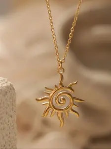 Women's Stainless Steel Spiral Pendant Necklace, Sunray Design, Elegant Fashion Accessory for Daily & Special Occasions