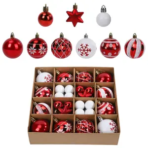 42Pcs Christmas Ball Red and White Christmas Ornaments Set for Garden Backyard Holiday Wedding Party Decor