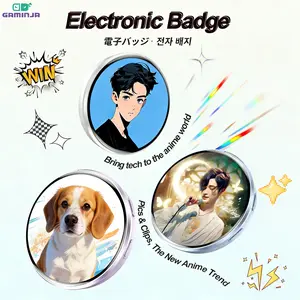 Smart Electronic Badge With a 1.7-inch HD Touchscreen. Customize It With your Own Images of Pets, Anime Characters, Landscapes, And More, Customizable Images. Portable and Versatile, It’s Perfect For Anime and Gaming Collectibles. A Unisex Gift.