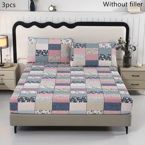3pcs-Geometric Print | beding | fitted Sheets | small Single Double Bed King Size | 90x200 140x200 160x200 180x200 200x200 200x220 | protects Mattresses | mattress Cover | bedspread | Guest Room | Dormitory | Student Bed | Bedroom | 1x Bed Sheet+2x Pillow
