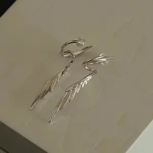 Alien Simulation Silver Angel Wing Earrings Unisex Titanium Steel Jewelry