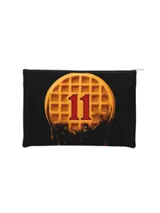1 piece Foldable 11 Waffle Dripping Black Syrup Makeup Bag stranger things Toiletry Bag with Zipper Travel Cosmetic Pouch Toiletries Storage Bag Multi-Functional Portable Storage Pouch for Cosmetics Toiletries and More