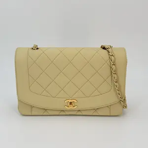 Pre-owned CHANEL calfskin Shoulder Bags Beige Diana Flap Shoulder Bag
