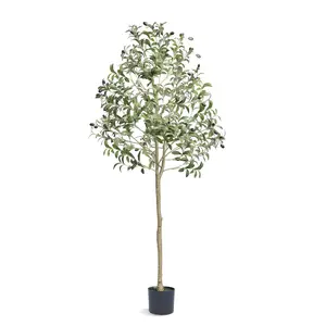 VEVOR Artificial Olive Tree, TikTokShopBlackFriday, 5 FT Tall Faux Plant, Secure PE Material & Anti-Tip Tilt Protection Low-Maintenance Plant, Lifelike Green Fake Potted Tree for Home Office Warehouse Decor Indoor Outdoor Decorative Fruit
