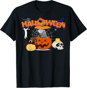 African Grey Parrot Pumpkin Witch Zombie Halloween Costume T-Shirt - Zamayraceles Shop 85B07W4WYFKZ