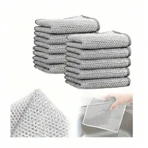 10pcs Non-Scratch Wire Dishcloth, Multipurpose Wire Dishwashing Rags For Wet And Dry, Easy Rinsing, Soft Wire Cleaning Cloth Wire Dish Towels Multicolor