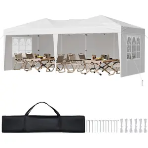 VEVOR Pop Up Canopy, 10x 10 FT Instant Canopy Portable Gazebo with 3 Sidewalls 2 Ventilated Windows, Height Adjustable Pop-Up Outdoor Shelter Tent for Events, Patio, Backyard, Party, ParkingVEVOR Super Brand Day