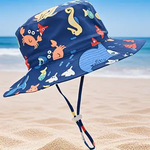 KHB11 UPF 50+ Beach Baby Sun Hat Sun Protection Cute Wide Brim Summer Baby Boy Bucket Hats Toddler Sun Hats for Girl
