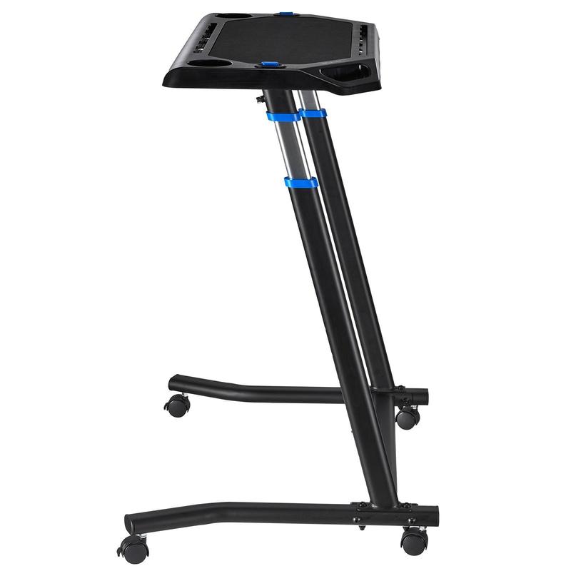 VEVOR Cycling Desk, Mobile Foldable Multi-Functional Bike Trainer & Treadmill Desk with Lockable Wheels, Non-Slip Multi-Slot Bike Trainer Fitness Desk with Handle Bar, Fit for Home Office Exercise