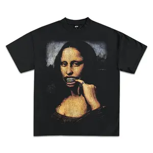 Mona Lisa Grill Graphic T-Shirt, Crewneck Cotton Made In USA.