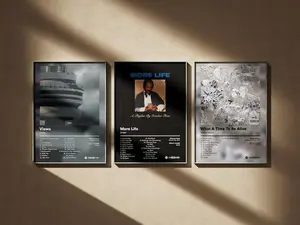 Drake Poster 3 Pack (Full Discography) - Minimal Digital Art Prints - Album Cover Wall Decor Set #4 Frames Glossy