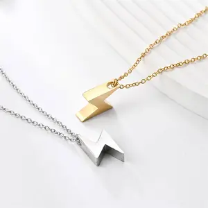 IRADA  Stylish Lightning Bolt Pendant Necklace - Gold/Silver Plated, Fashionable Jewelry for Women, Bold & Modern Design, Ideal Gift Choice drop  necklaces jj  necklace day  collars