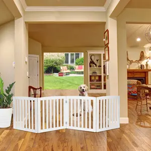 NOVA Foldable Pet Dog Gate - 4 Panels 24'' Tall Fence for Doorways Stairs, White