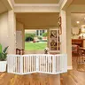 Pet Republic 24" Tall Durable MDF Dog Gate - 4-Panel Portable Fold-Flat 20.5" White Home Barrier, 82" W x 0.75" D x 24" H, 8 Pads Stop Sliding, 4 Panels Resist Wobbling, No Assembly Required, Fits Door & Stairs, 20lbs Pet Divider