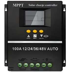 100A MPPT Solar Charge Controller, 12V/24V/36V/48V Intelligent LCD Battery Regulator with Dual USB, Dual USB Port Solar Panel Regulator for Lead-Acid & Lithium Batteries (Mechanical & Electrical Hardware)