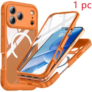 360 Full Coverage Magnetic Phone Case for iPhone 17 Pro Max, iPhone 17 Air, iPhone 17 Pro, iPhone 17 Wireless Charging Compatible, Transparent Shockproof