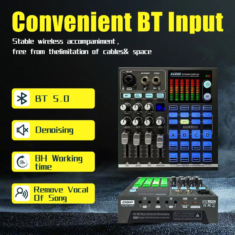 SN800 Live Sound Card with 4000mAh Battery, Alloy Body, XLR