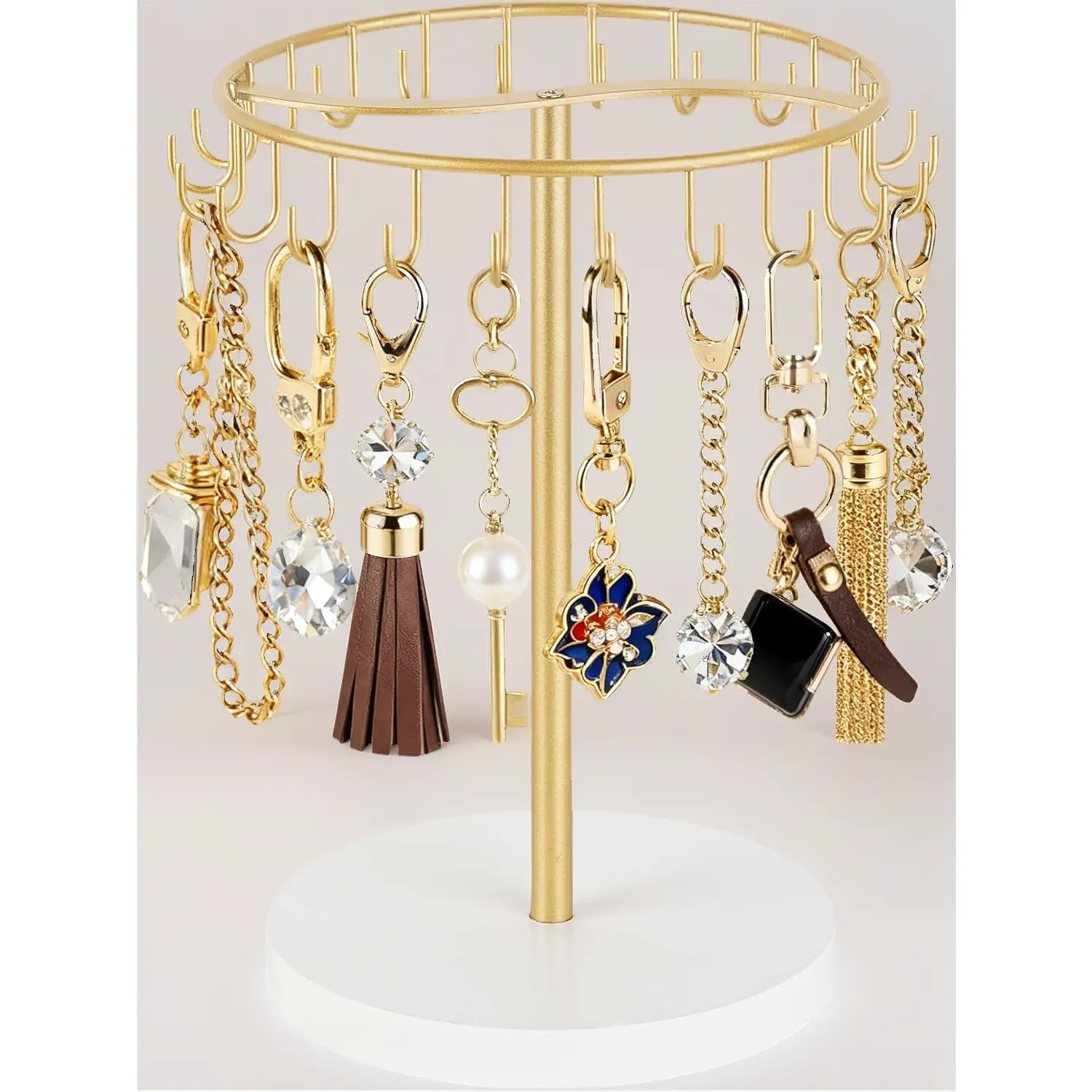 Metal Keychain Organizer Stand with 22 Hooks, Key Display for Vendor Bracelet Holder & Hand Sanitizer Keychain, Study Desk & Entryway Decor (Sports & Outdoor Protective Gear Accessory)