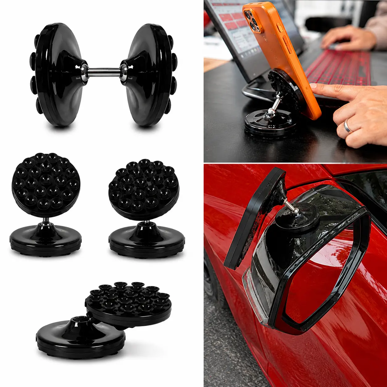 Phone Holder Strong Dual Suction Cup – Multifunction Mount for Car, Desk, Mirror, Wall, Glass, Etc.