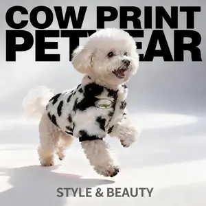 Cow Print Pet Jacket, Plush Thickened Warm Pet Coat, Pet Clothes for Autumn and Winter, Dog & Cat Clothing Supplies