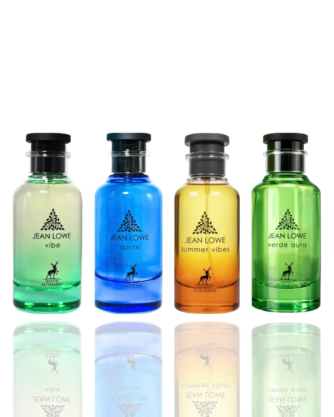 Lattafa Unisex 4-Piece EDP Perfume Fragrance Bundle - Jean Lowe Vibe, Summer Vibes, Azure, Verde - Aromatic, Citrus, Floral Scents, Floral Fruity, Musk Base, Amber - Fashion Daily Wear, Floral Fruity Fragrance