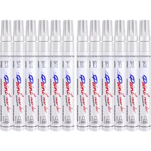 White  Pens Permanent  Markers - 12 Pack Oil Based Marking Pens, Medium Point, Quick Drying and  Pens for Rock Painting  Tyre Metal, Plastic, Canvas,