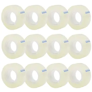 12 Rolls Transparent Tape Refills, Clear Tape, All-Purpose Transparent Glossy Tape for Office, Home, School