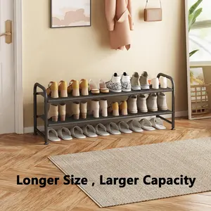 2 Tier Shoe Rack Rectangular, Metal Firm and Dirt-resistant High-quality Waterproof Non-woven Fabric Layer, Which Can Prevent Vibration From Falling, Suitable for Narrow or Narrow Spaces Such As Corridors, Closets, Dormitories, and Garages