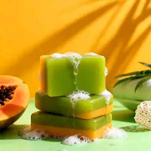 Papaya Vitamin C Brightening Soap, Contains Arbutin, Tea Tree Oil, Coconut Oil, Purifies Nourishes Skin, Face & Body, Natural Gentle Exfoliating Soap